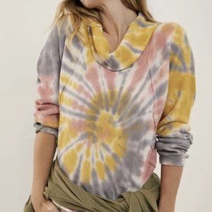 Anthropologie Pilcro Angie Tie Dye Cowl Neck Thermal Knit Top